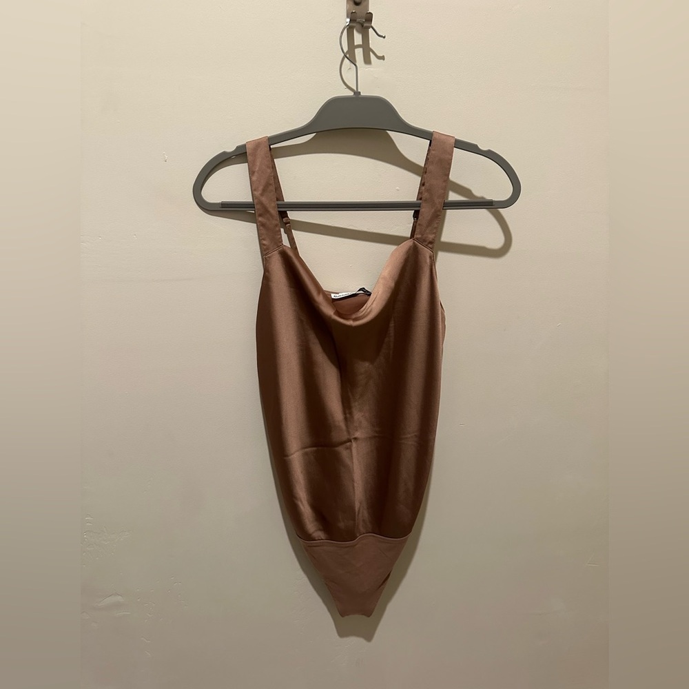 Abercrombie & Fitch - NWT Tan/Gold Satin Tank Body Suit